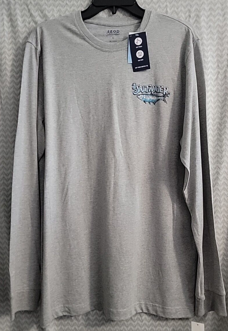 IZOD Saltwater Fishing Shirt Men’s Large Bait & Tackle Beer SaltLife Ocean