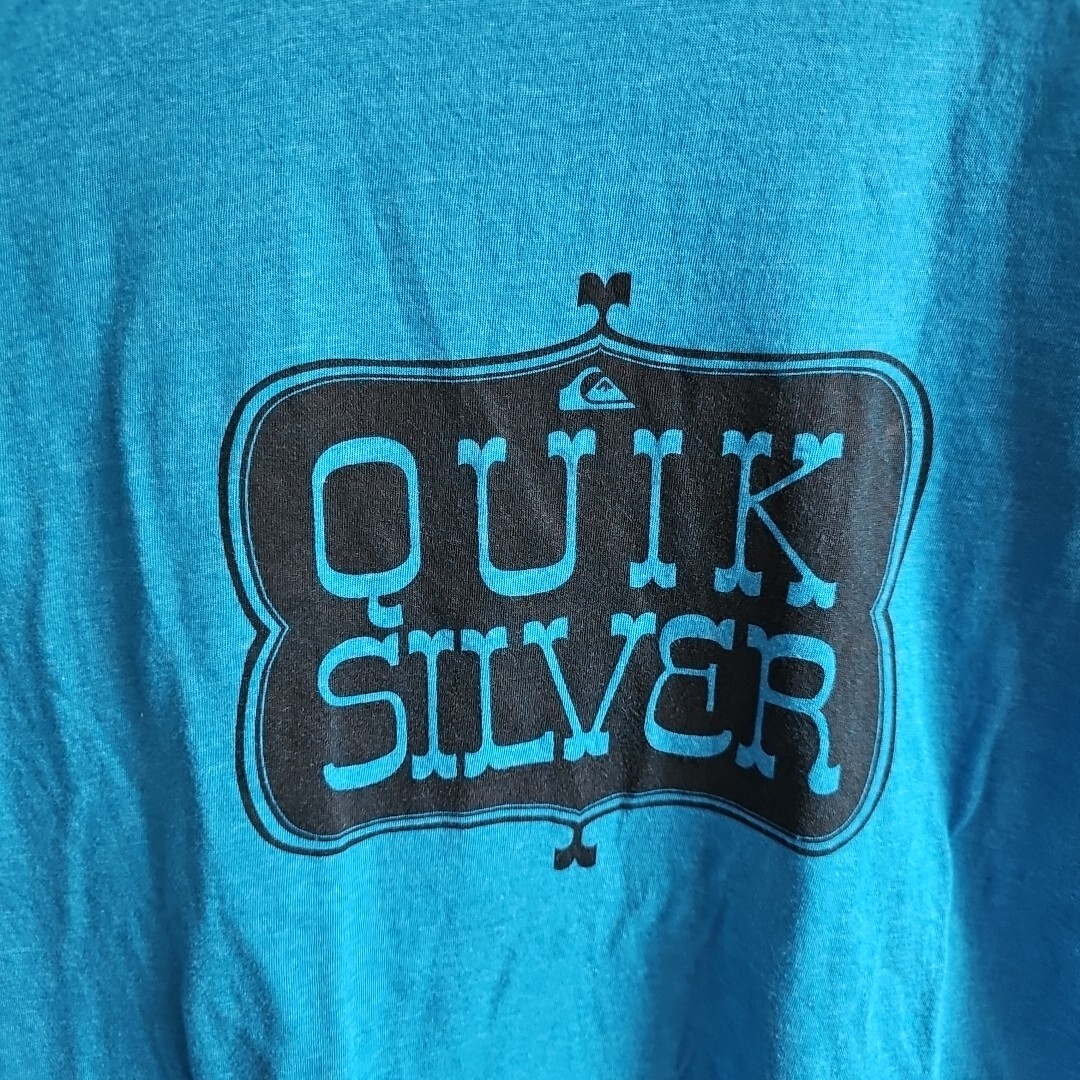 Quiksilver Blue and Black Size Unisex Large Short Sleeve Shirt with Chest Hit gallery