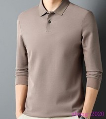 Fashion Men’s Long Sleeve Lapel T-Shirts Casual Business Formal Pullover Tops SZ