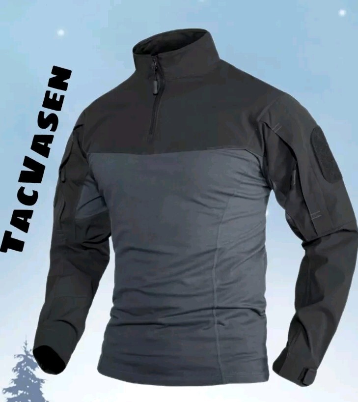 TacVasen Mens Tactical 2XL Shirt Black-Gray Cotton Body Nylon Sleeve Outdoors gallery