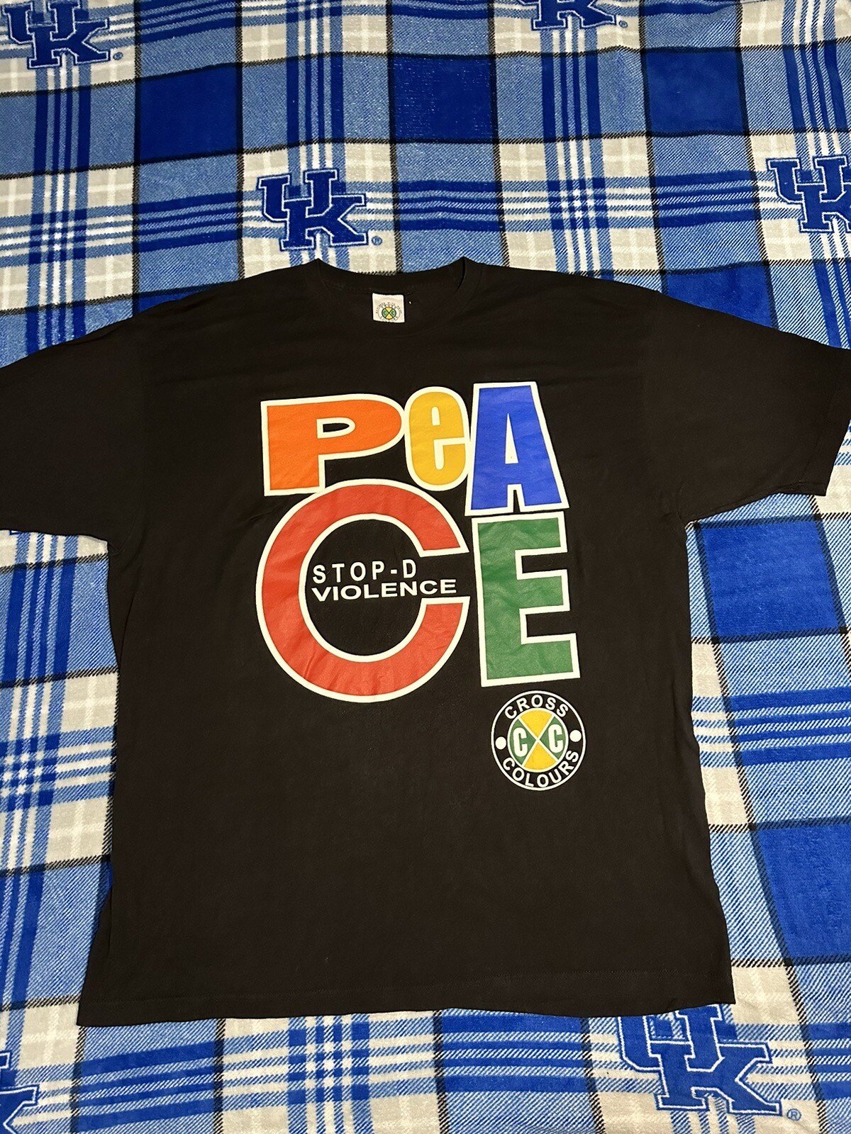 VtG 90s Cross Colours PEACE Stop-D the Violence Hip Hop Nation Men's 2XL Rap Tee gallery