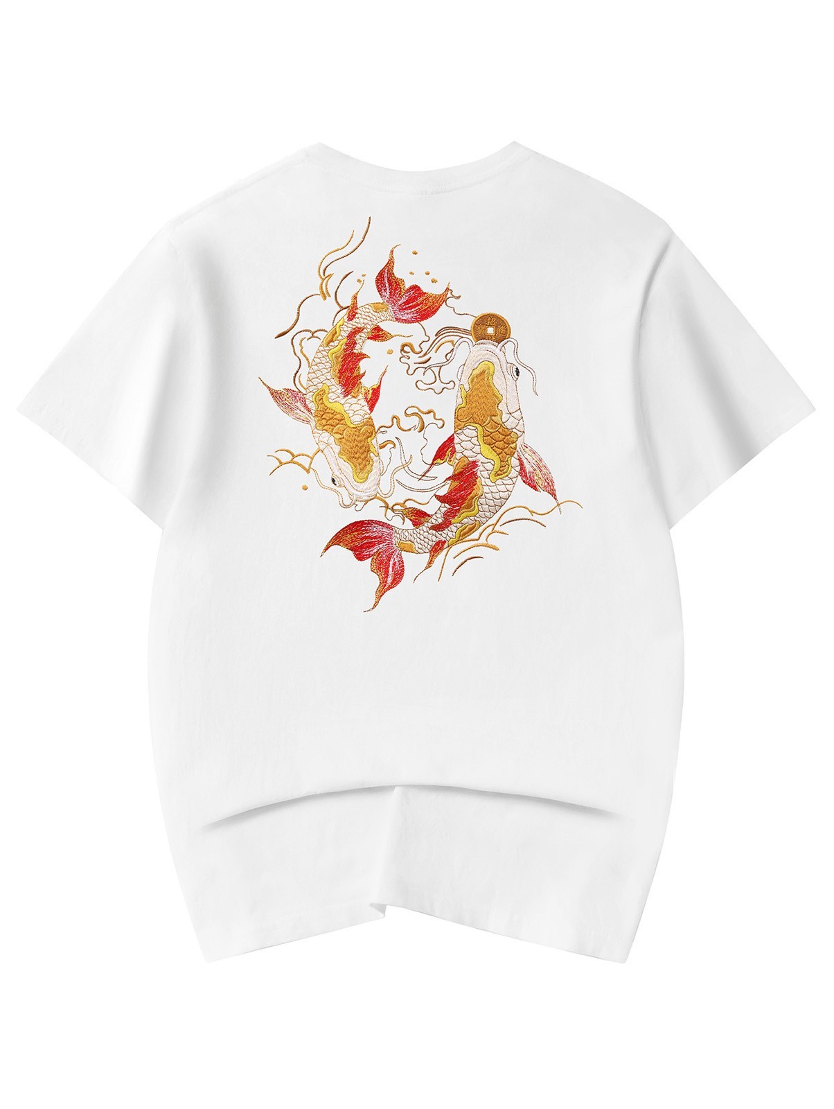 Niepce Japanese Streetwear Embroidery T-shirt Golden Koi Fish Graphic Tee gallery