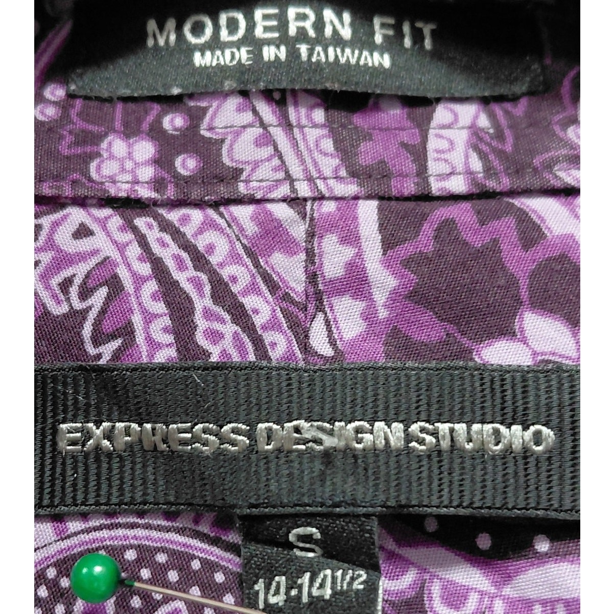 Express Design Studio Modern Fit Striped Shirt Purple Size S gallery