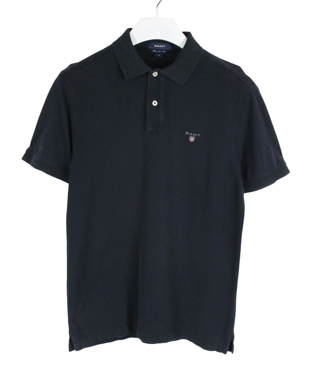 GANT Regular Fit T-Shirt Mens Medium Short Sleeve Half Button Polo Collared Navy gallery
