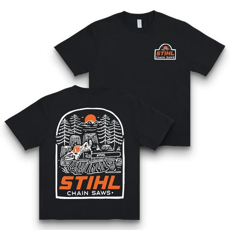 STIHL Into The Woods T-Shirt, Stihl Graphic Tee, Casual Wood Worker Tee gallery