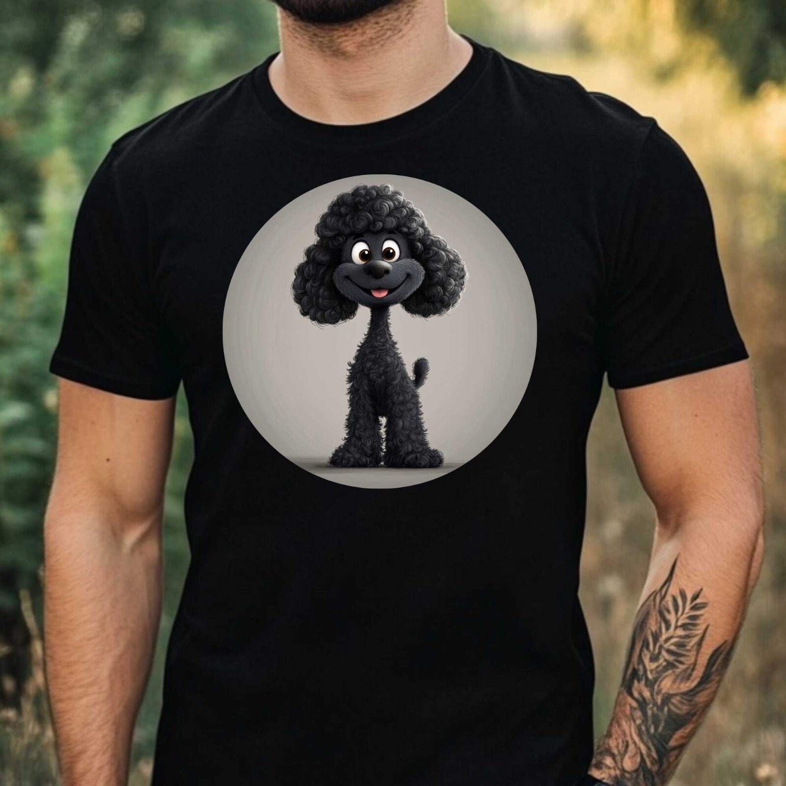 Mens Cartoon Poodle Print Cotton T-Shirt Size XS to 5XL gallery