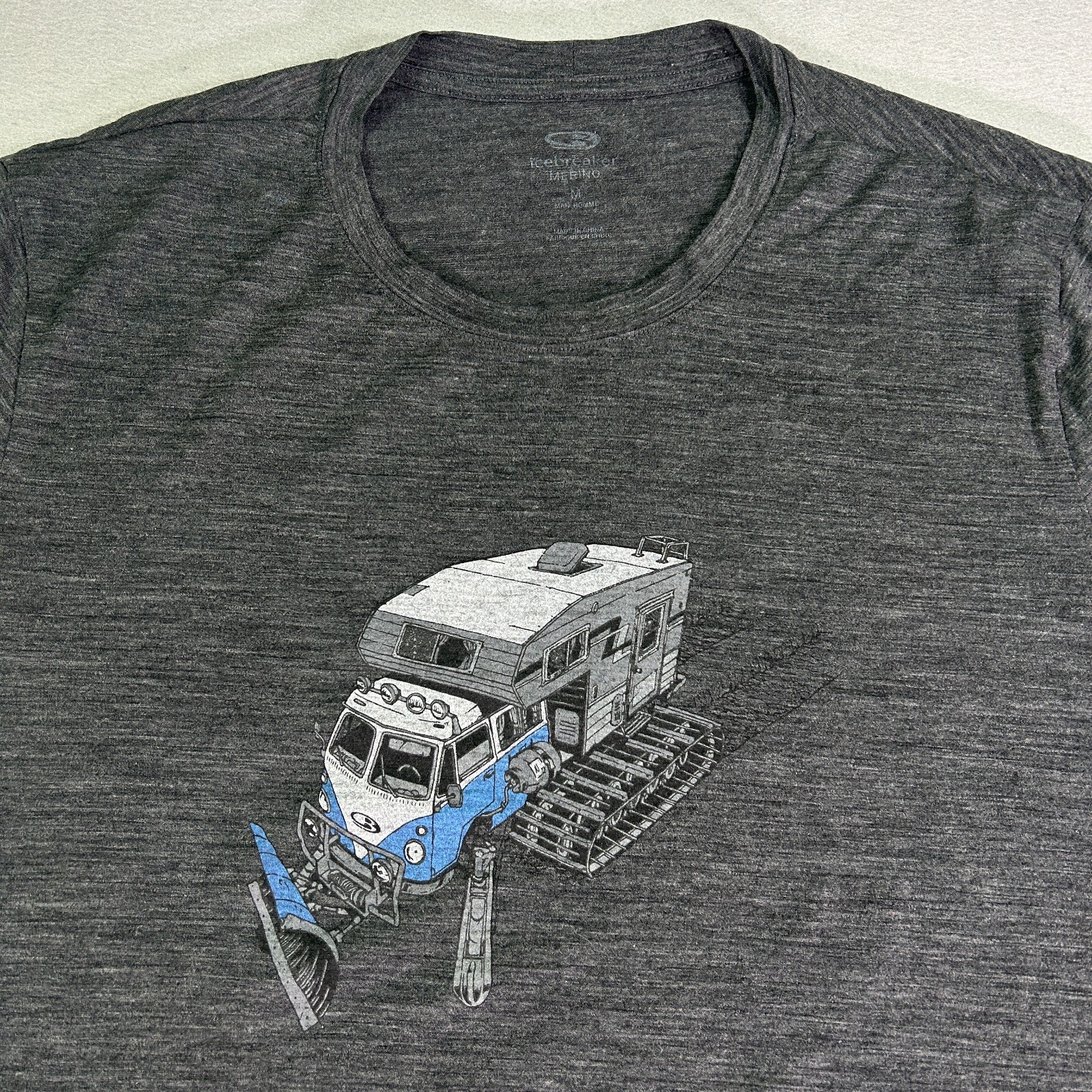 Icebreaker Merino Wool Blend T-shirt Men's Medium Grey Short Sleeve Crew Graphic gallery