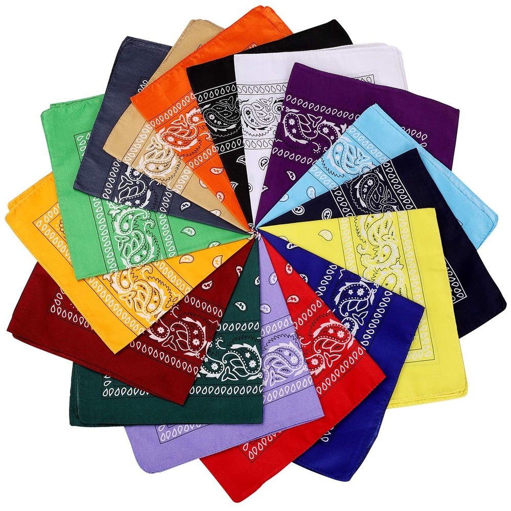 16 Pcs Bandanas Multi-Purpose Bandanas Paisley Cowboy Polyester Headbands 22×22
