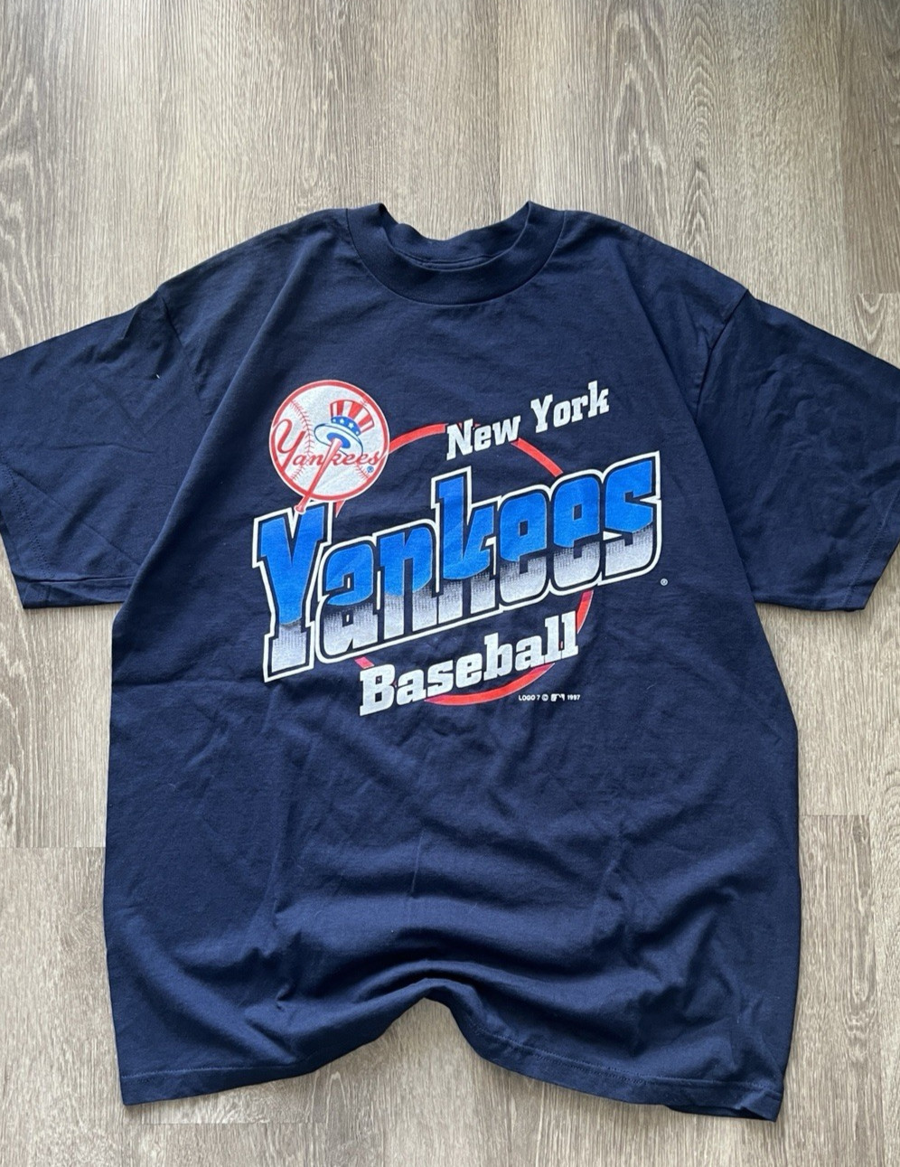 Vintage 90s New York Yankees MLB Baseball T-Shirt XL Logo 7 Made in USA 1997 gallery
