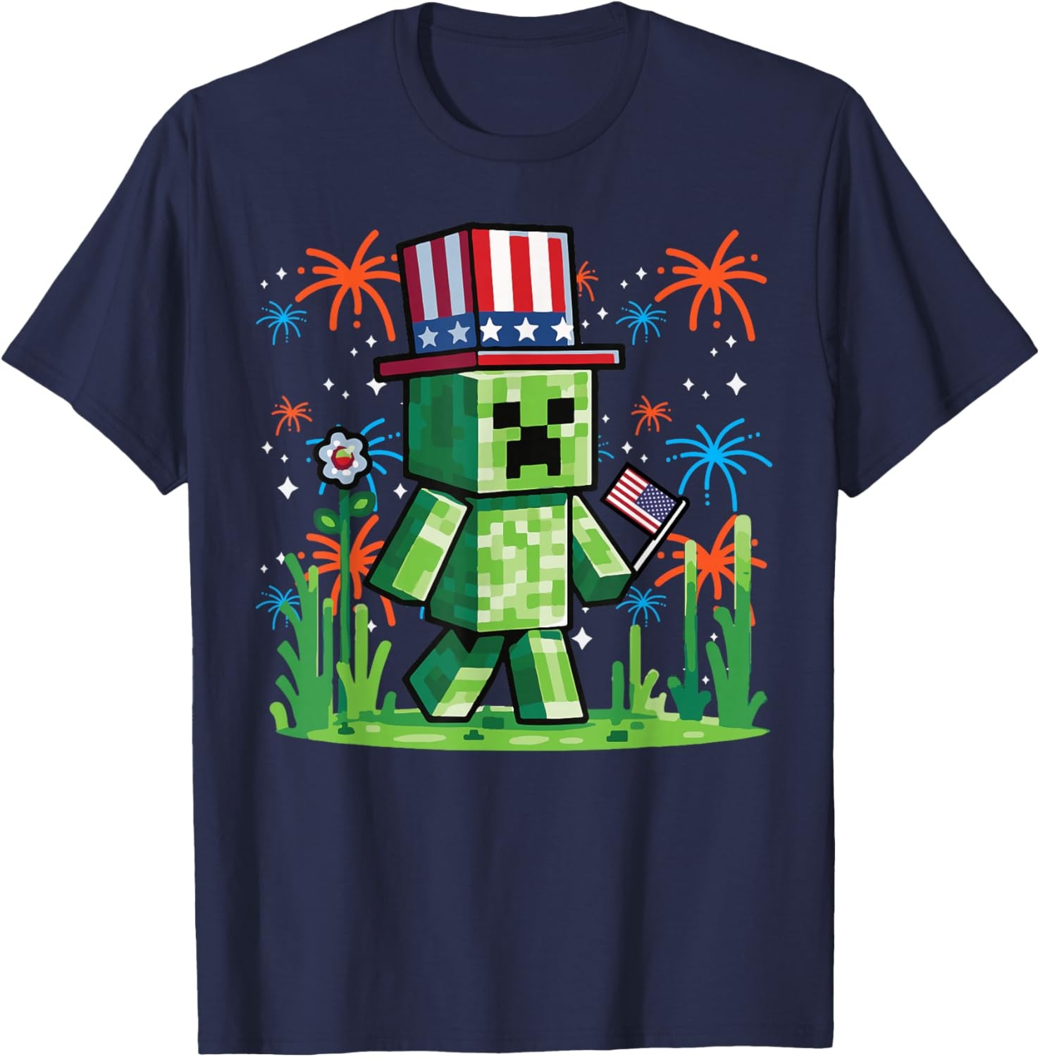 4th of July Gamer Pixel US Flag Gaming Patriotic T-Shirt