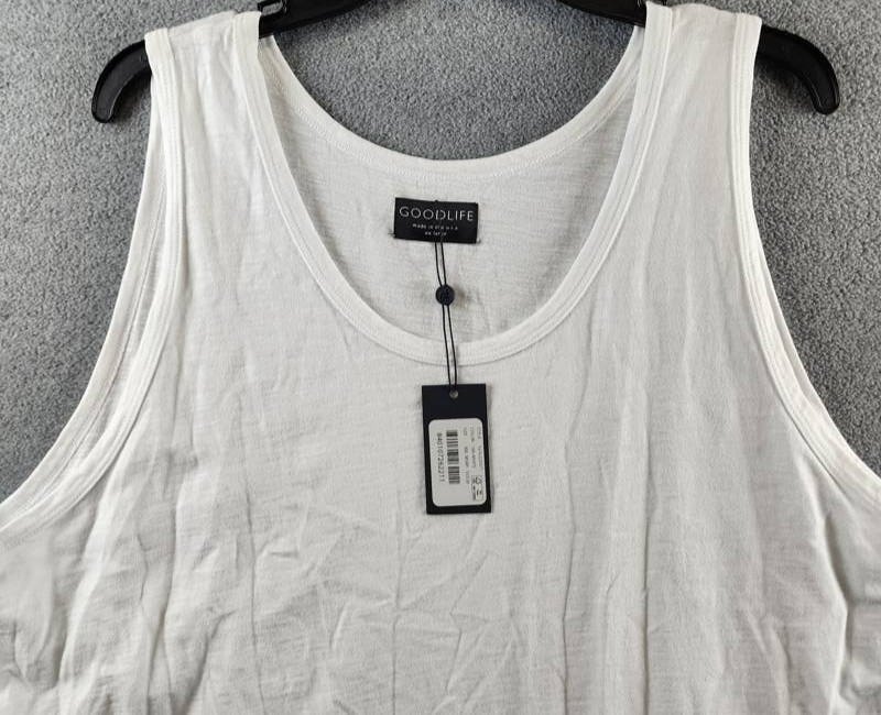 Goodlife Sun Faded Slub Scallop Tank Men's XXL White Solid Scoop Neck Pullover gallery