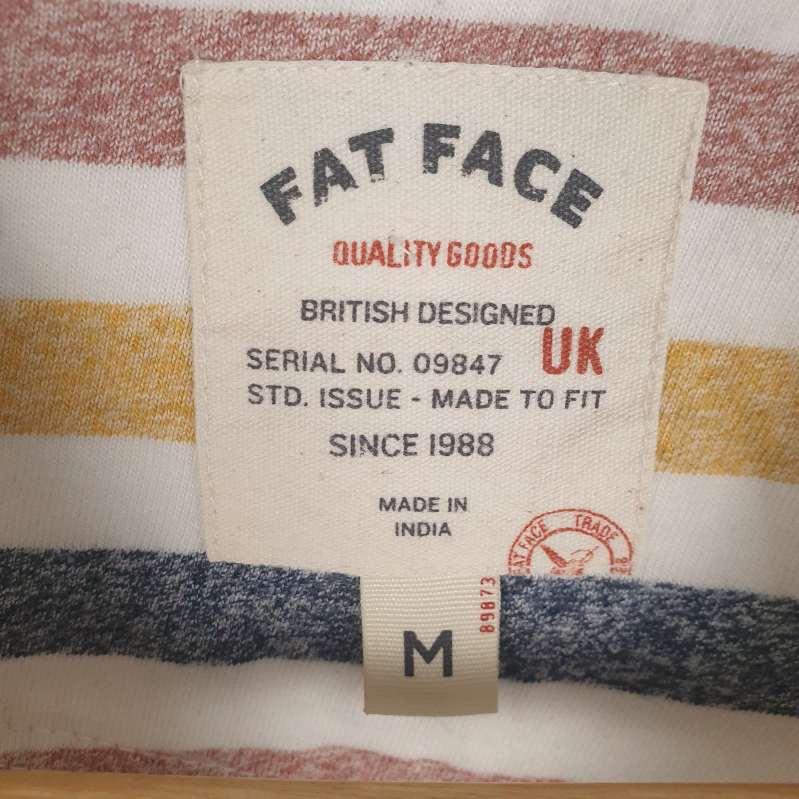 FatFace T Shirt Mens Medium Multicoloured Stripe Print Soft Feel Relaxed Coastal gallery
