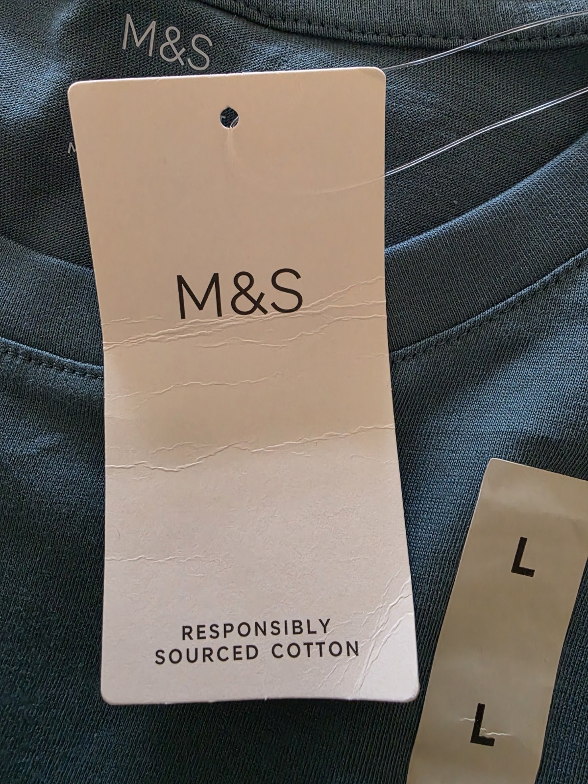 M&S Regular Fit Pure Cotton Crew Neck T-Shirt ~ LONG LENGTH ~ 2 PACK ~ Size L gallery