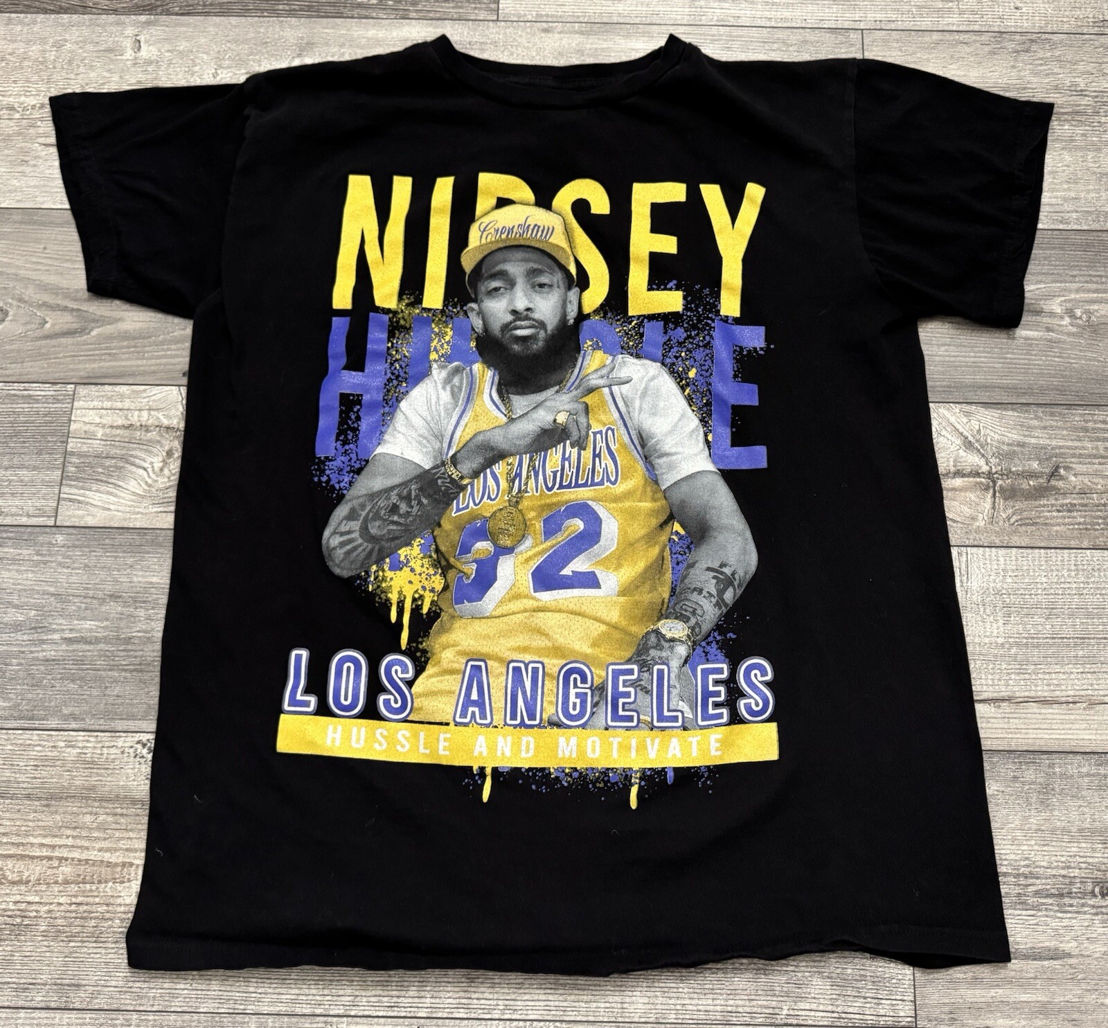 Nipsey Hussle Shirt Mens Size XL Black Los Angeles Lakers Crenshaw Hip Hop Rap
