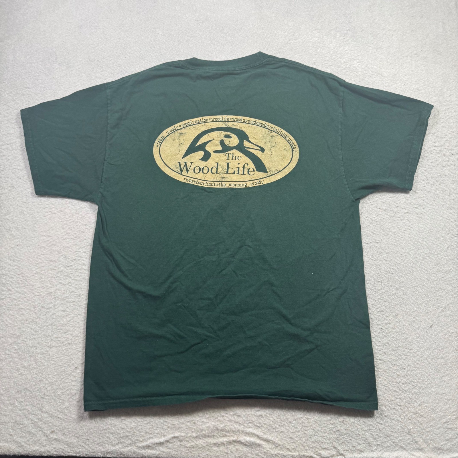 Hanes Beefy-T The Morning Woody Graphic Tee Mens L Green Good Wood Life 2006 gallery