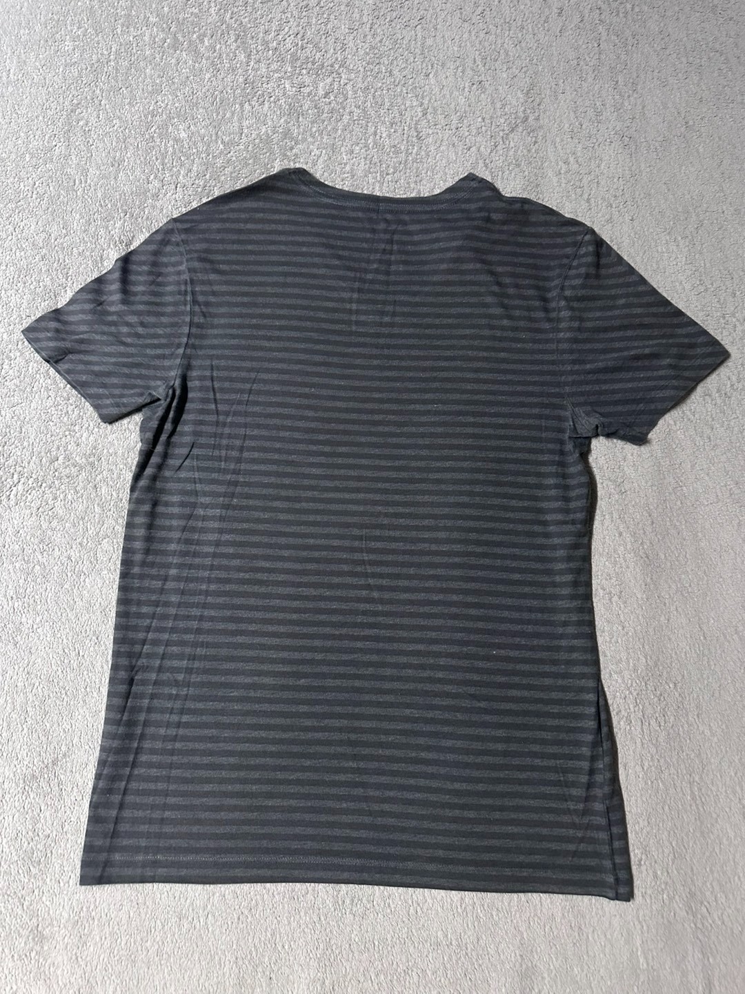 Men’s Horizontal Striped Tee V-Neck Casual T-Shirt Black/Grey - Size S gallery