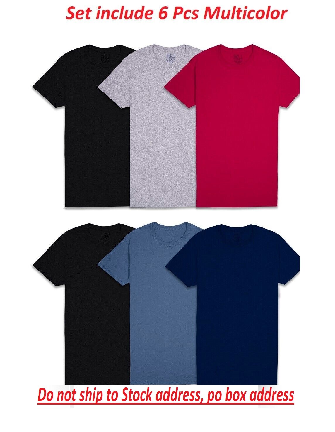 6 Pack Fruit of the Loom Men's Crew T-Shirt Undershirts Super Value Cotton S-3XL gallery