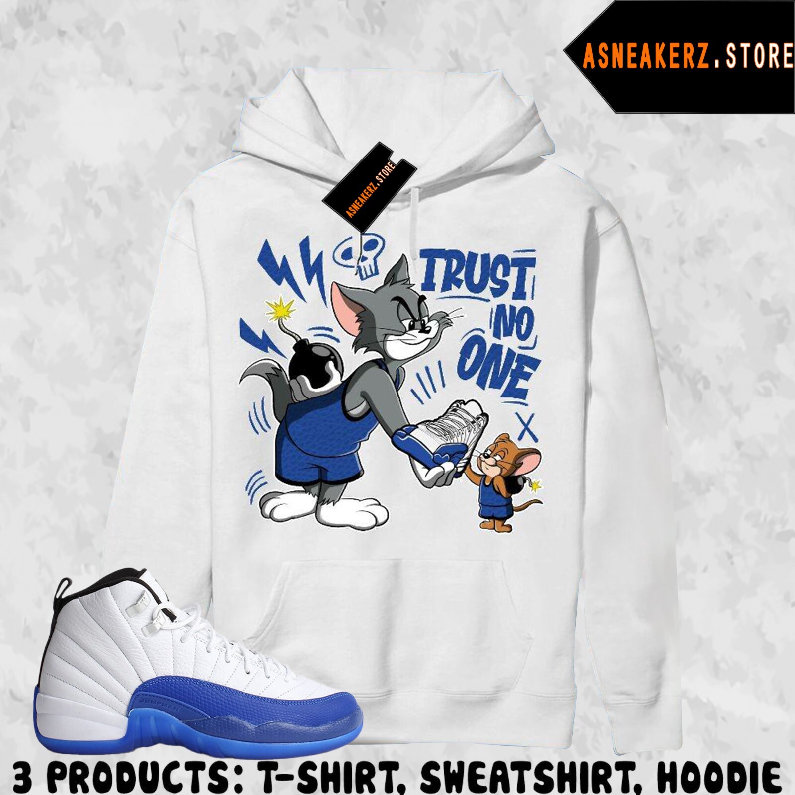 Shirt To Match AJ 12 Blueberry Sneaker Matching Trust No One Cat Mouse 2 Tee gallery