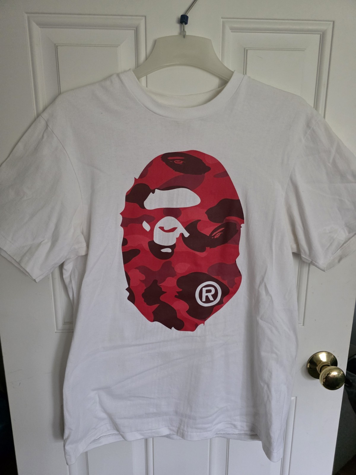 A BATHING APE BAPE Color Camo Big Ape Head Tee T-Shirt White/Red Size XL