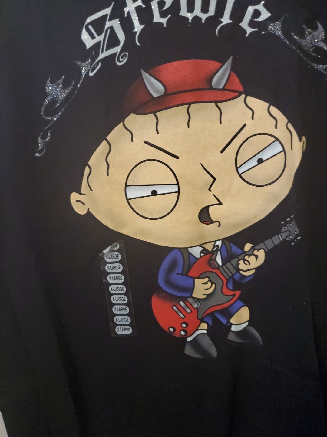 Devil Horned Rockn Stewie By Delta Pro Weight Men's Black T-Shirt Size XL gallery