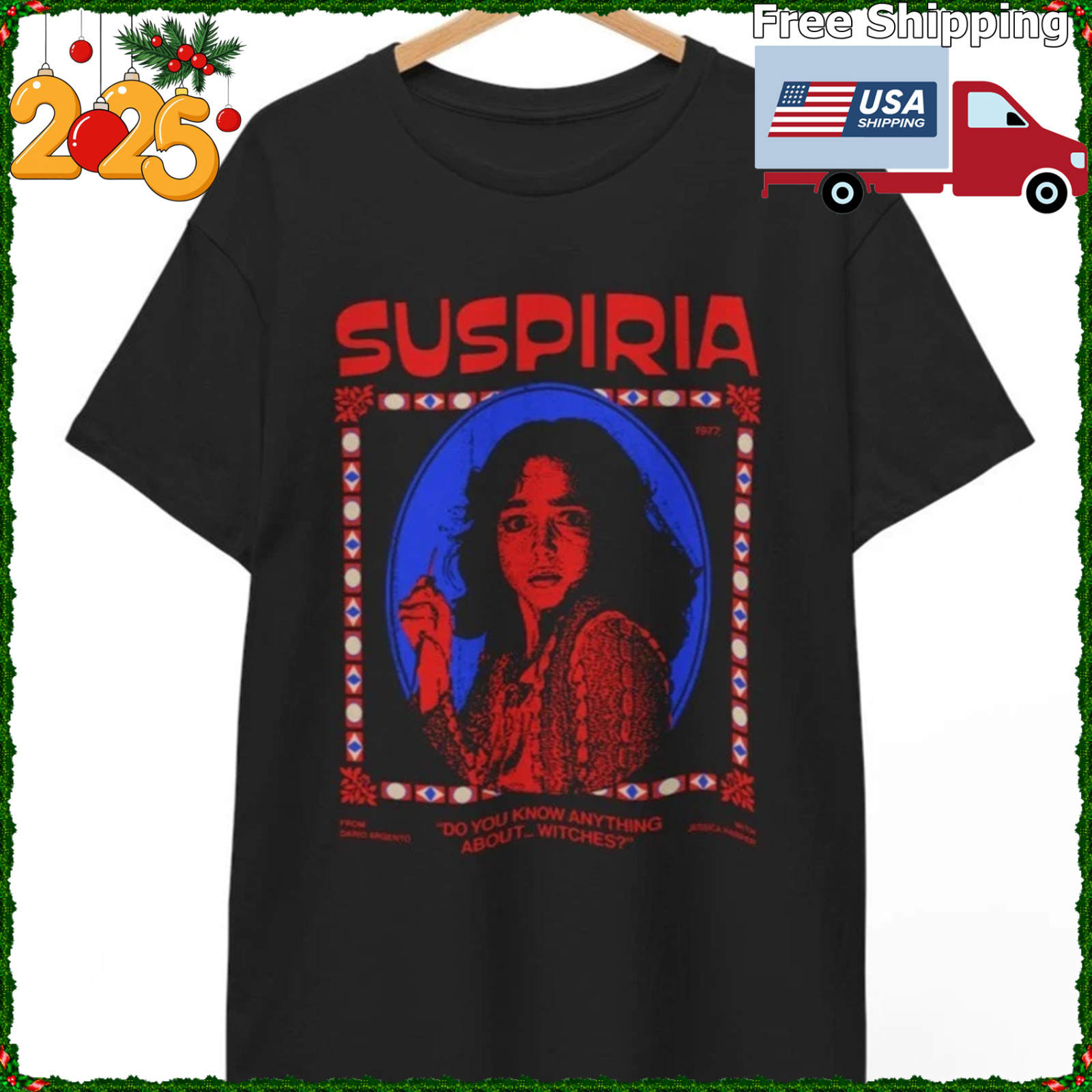 Suspiria 1977 t-shirt, retro horror movie teeshirt, classic black UNISEX Shirt