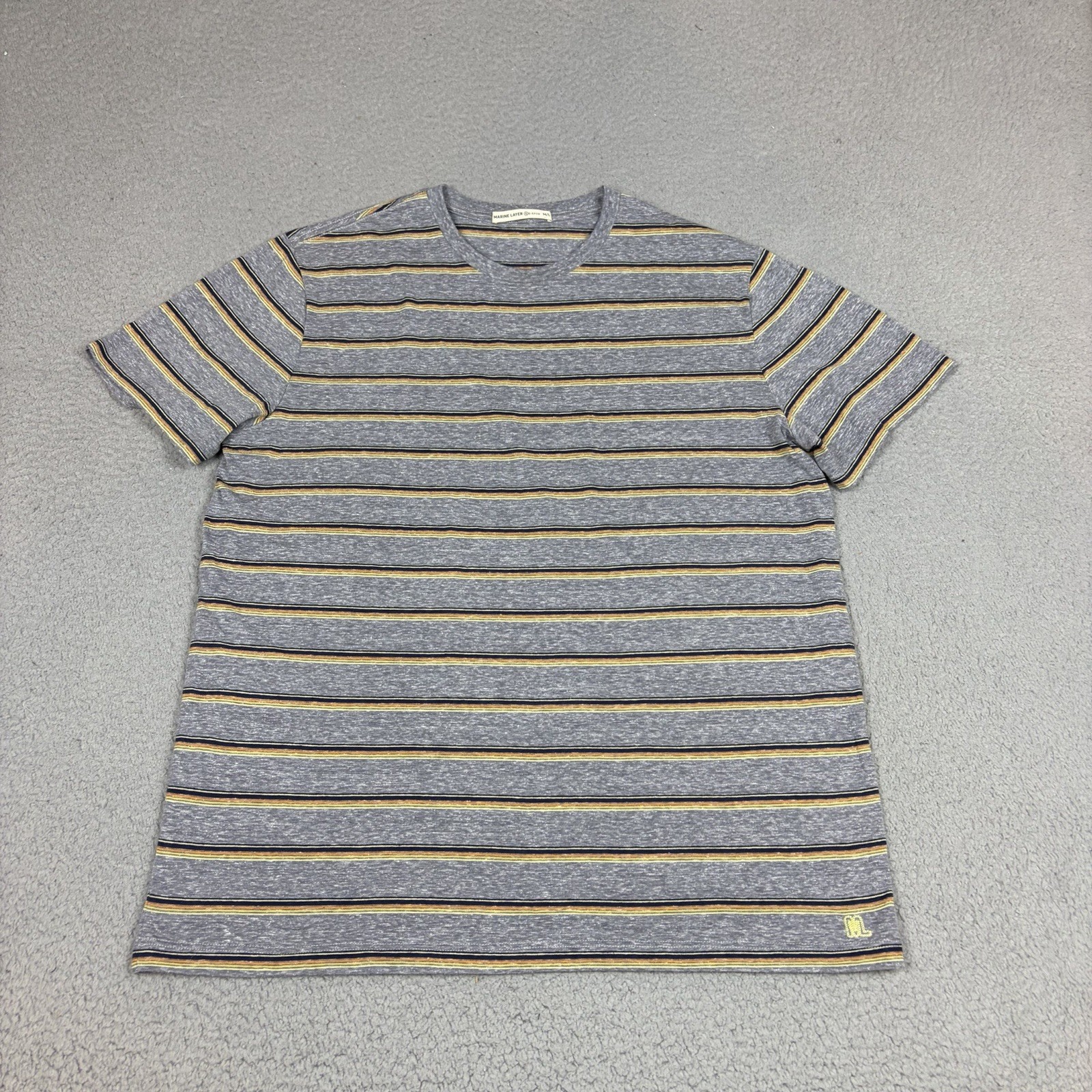 Marine Layer T Shirt Mens M / L Gray Black Striped Cotton Blend Casual Tee gallery