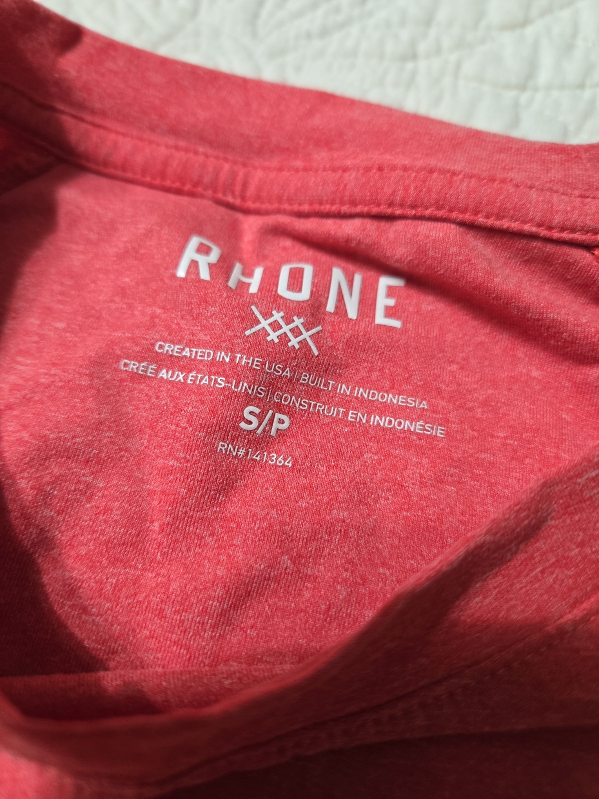 Rhone Mens Small Athletic Performance T Shirt Coral Heather Short Sleeve gallery