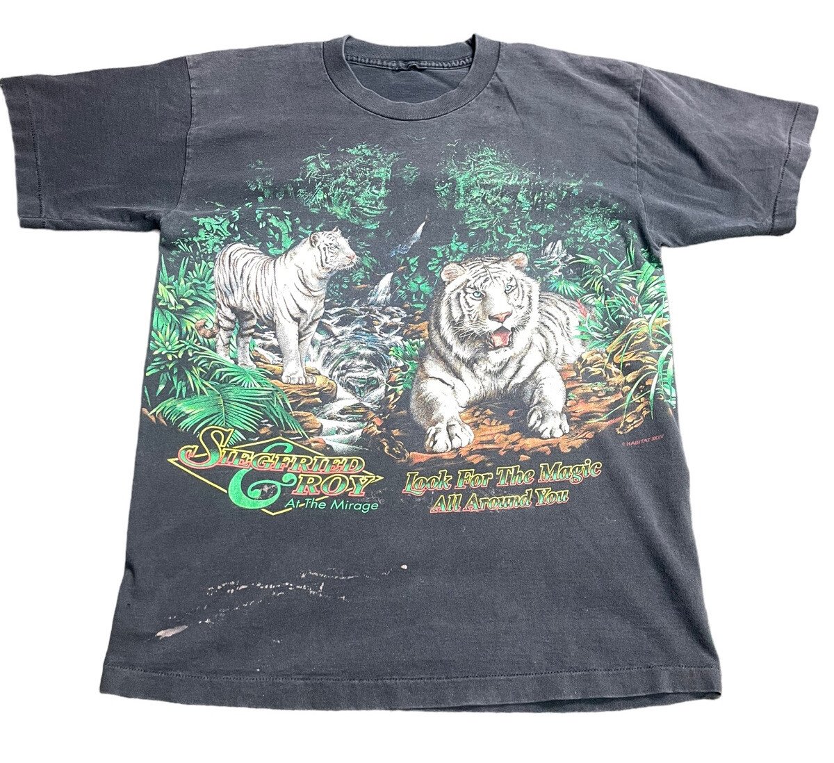 Vintage Siegfried Roy Tiger All over Print Nature Animal T Shirt 20”x25” USA gallery