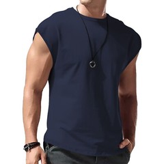Mens Casual Sleeveless T-Shirt Solid Color Vest Tank Tops for Vacation Travel