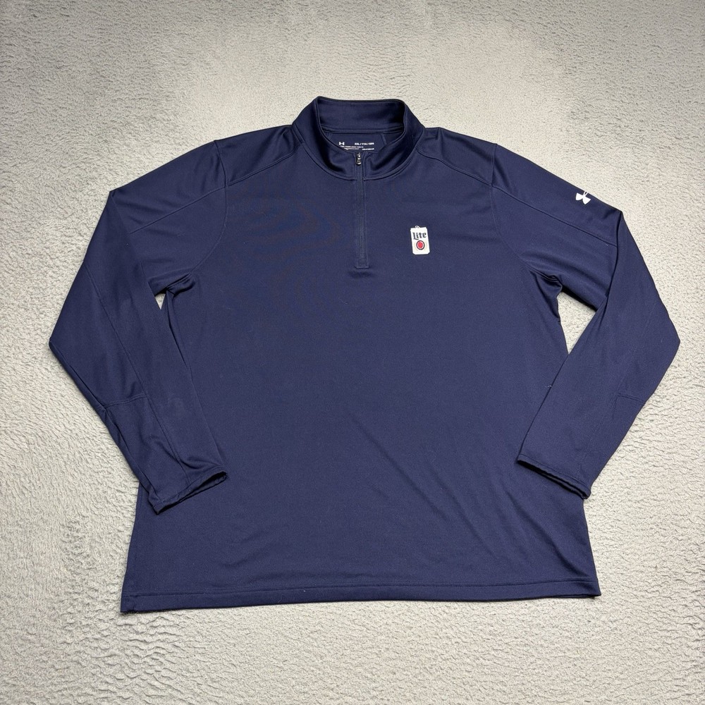 Under Armour Bud Light Pullover Men 2XL XXL Blue Sweater 1/4 Zip Shirt Jacket