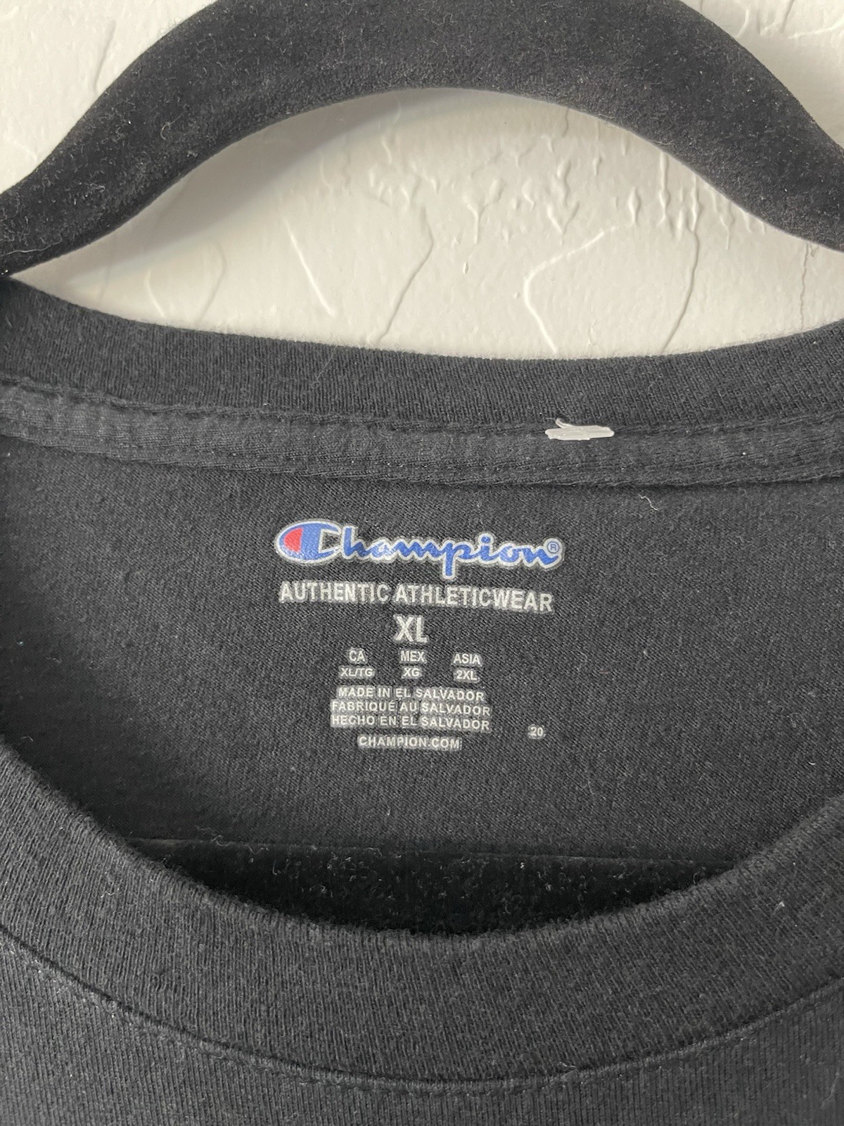 Champion Men's T-Shirt XL Short Sleeve Black Neon Yellow Logo Shipped Same Day gallery