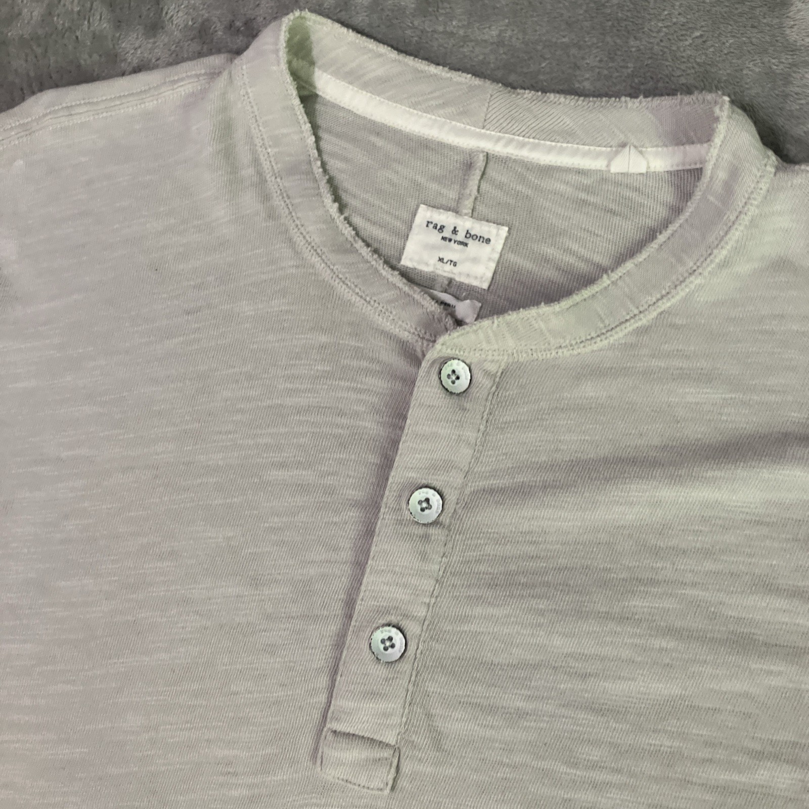 RAG & BONE Henley Shirt Mens Sz XL Tan Made in Peru Heather Beige Button Casual gallery