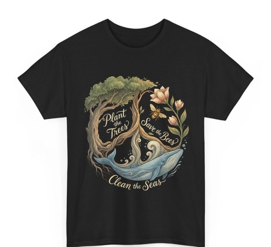 Retro /Earth Day Shirt, Plant The Trees Save The Bees Peace Sign Shirt gallery