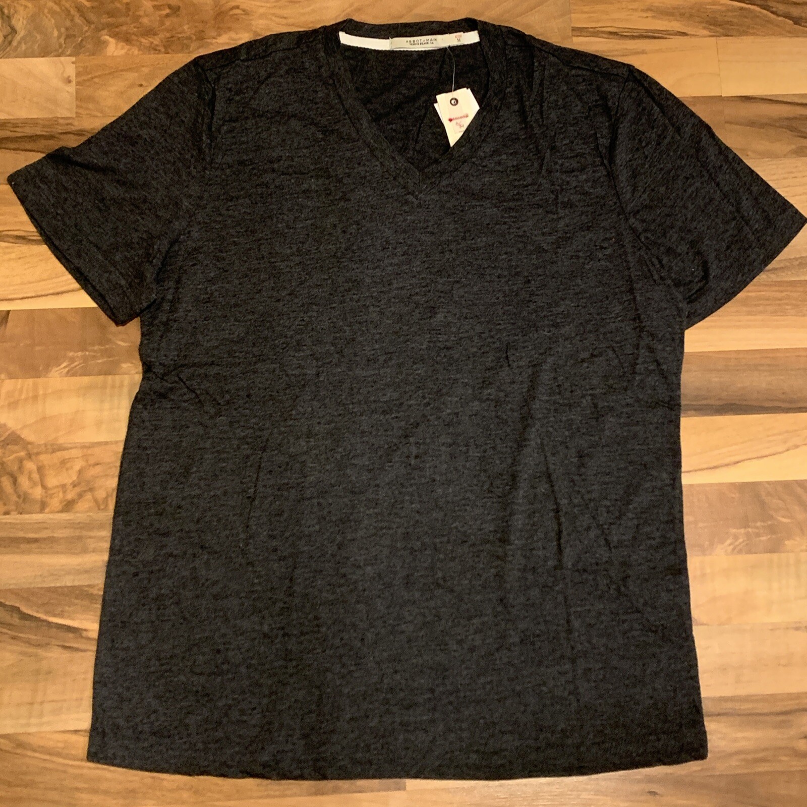 ABBOT & MAIN (Sz M or L) Men's Basic V-Neck Tee T-Shirt Tri Blend Casual, Gray C gallery