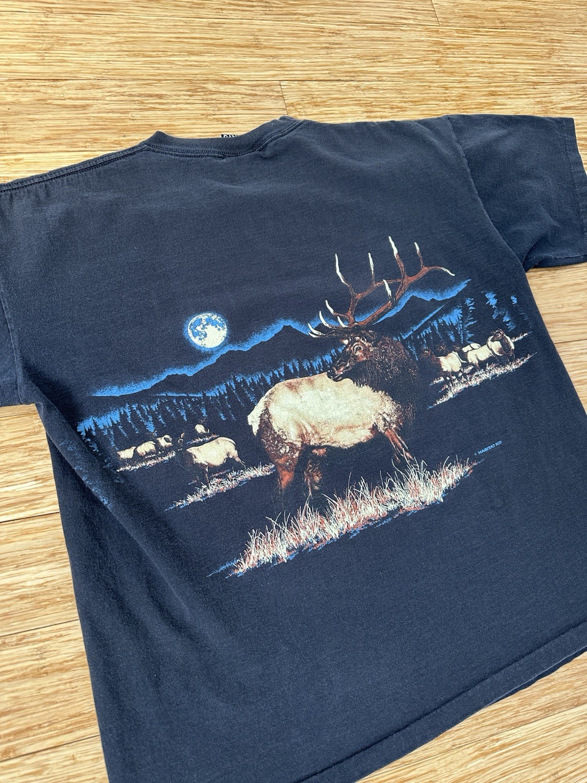 Vintage 90s Habitat Deer Graphic Nature Tee Shirt Men's XL USA Made Double Sided gallery