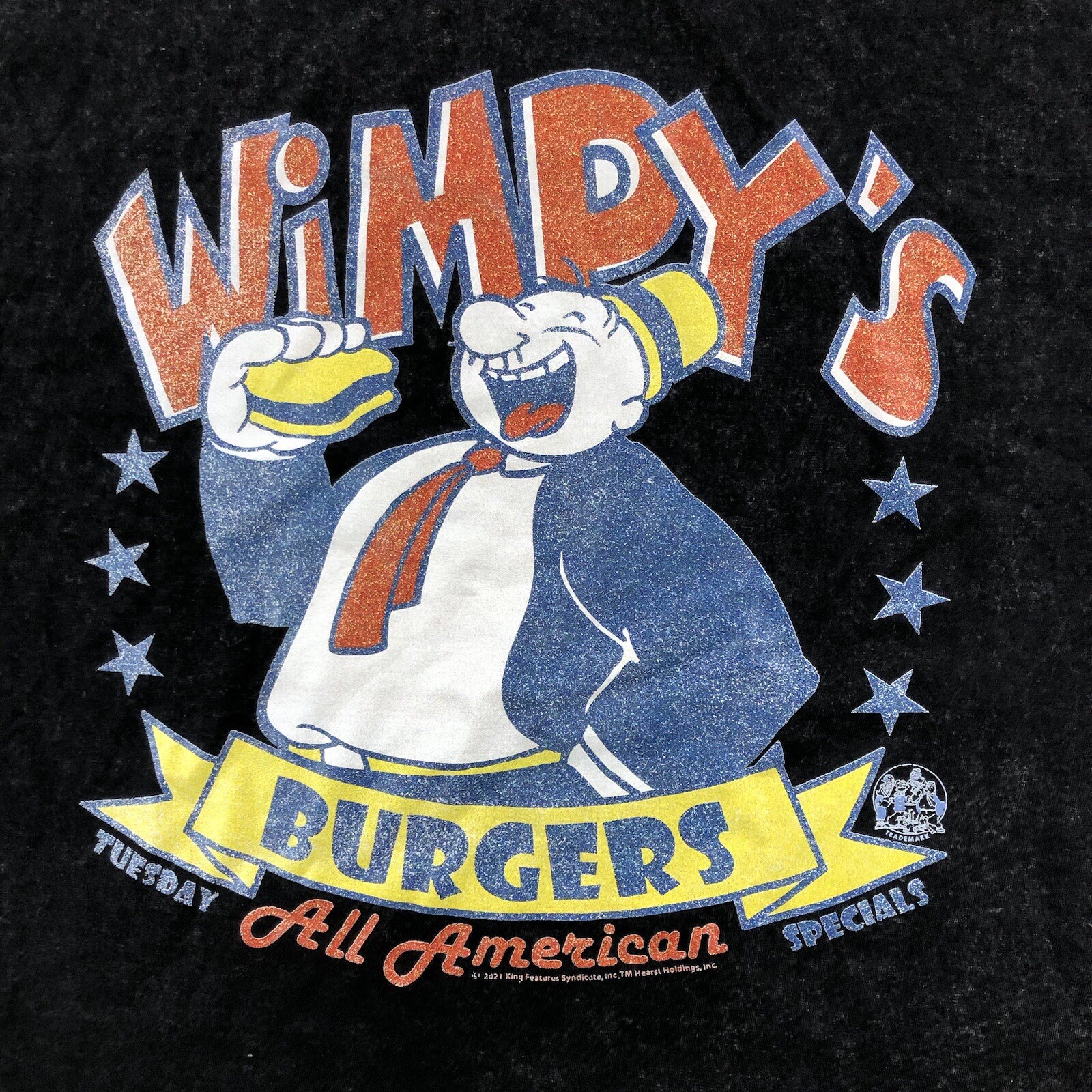 popeye wimpy T Shirt Men’s 3XL Black Acid Wash Burgers gallery