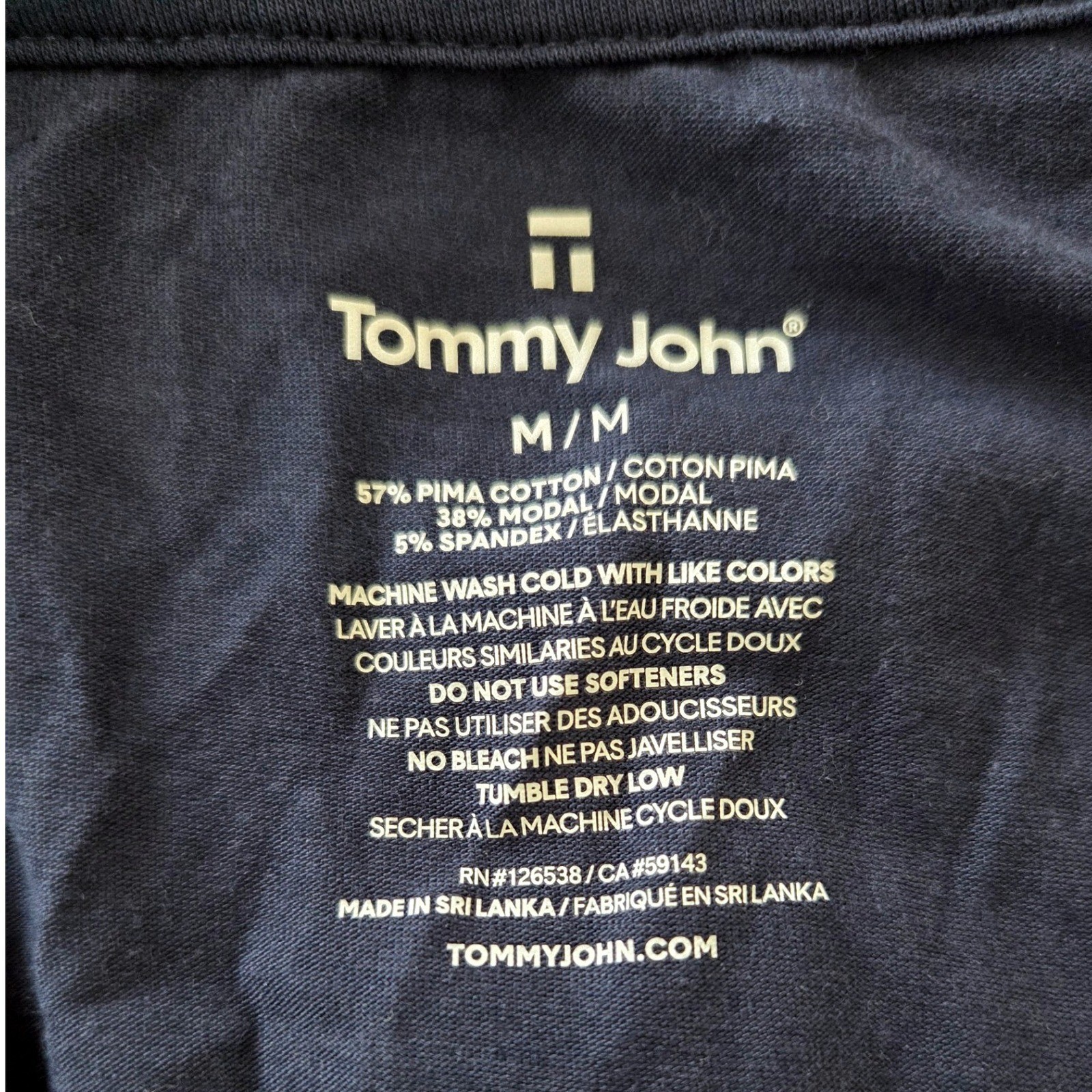 Tommy John Navy Blue Pima Cotton Modal Split Neck Lounge Tee Shirt Sz M Casual gallery