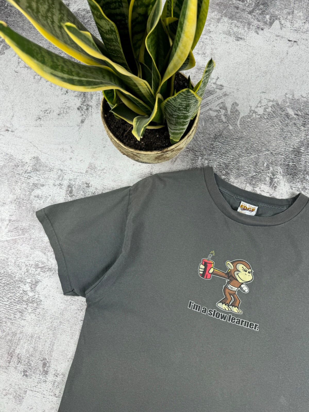 Vintage Humor Monkey I'M Slow Learner Dynamite Joke Y2K Streetwear T Shirt Tee gallery