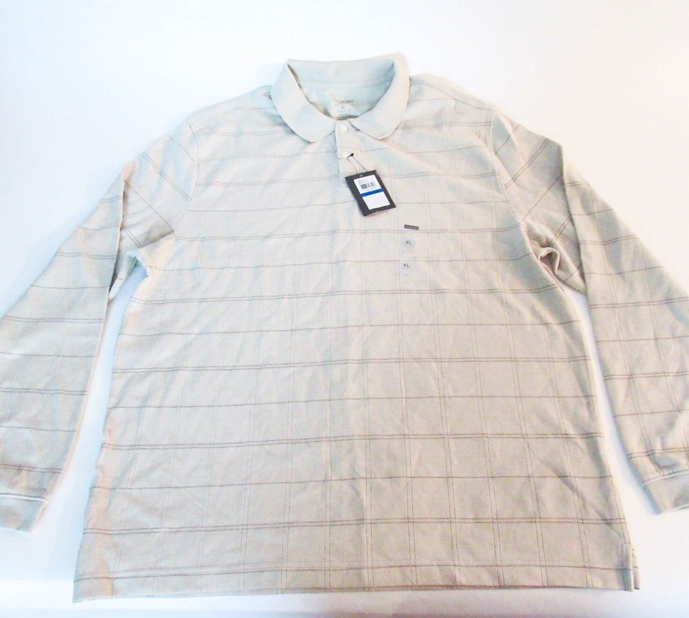 Van Heusen Flex Shirt XL Checkered Silver Birch Long Sleeve 529218 NEW