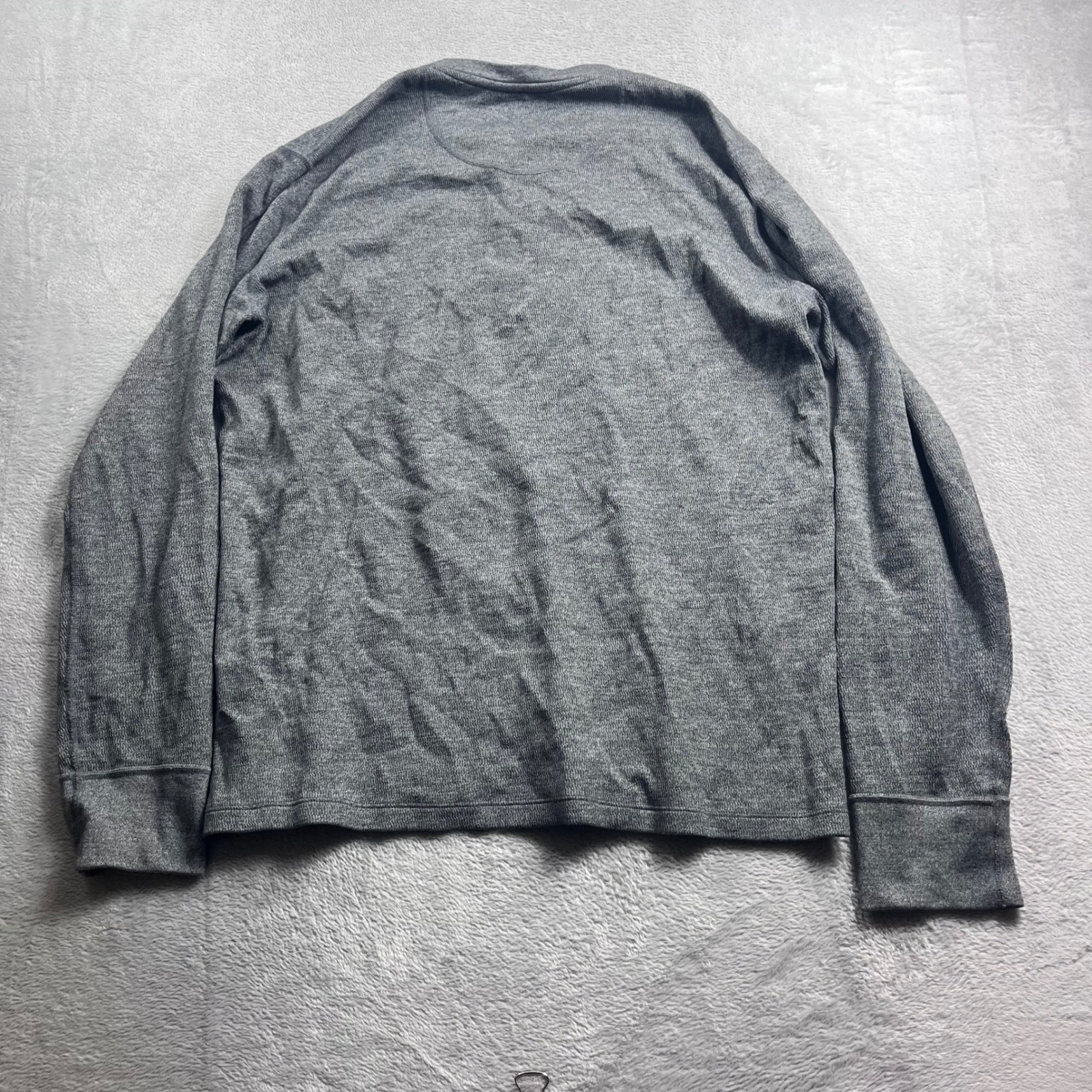 Wool & Prince Mens Merino Wool Blend Long Sleeve Henley Shirt Gray Size L gallery