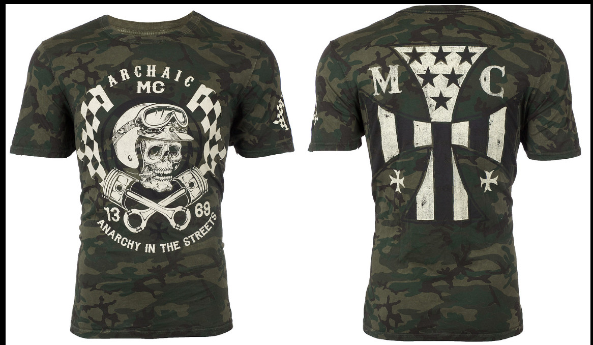 ARCHAIC by AFFLICTION Military Camo FUEL INJECTOR Short Sleeve Slim Fit T-shirt gallery