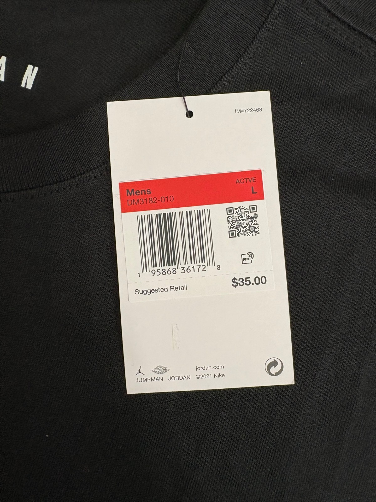 Nike Jordan Emblem Men's Black T-Shirt Sz Large NEW DM3182-010 gallery