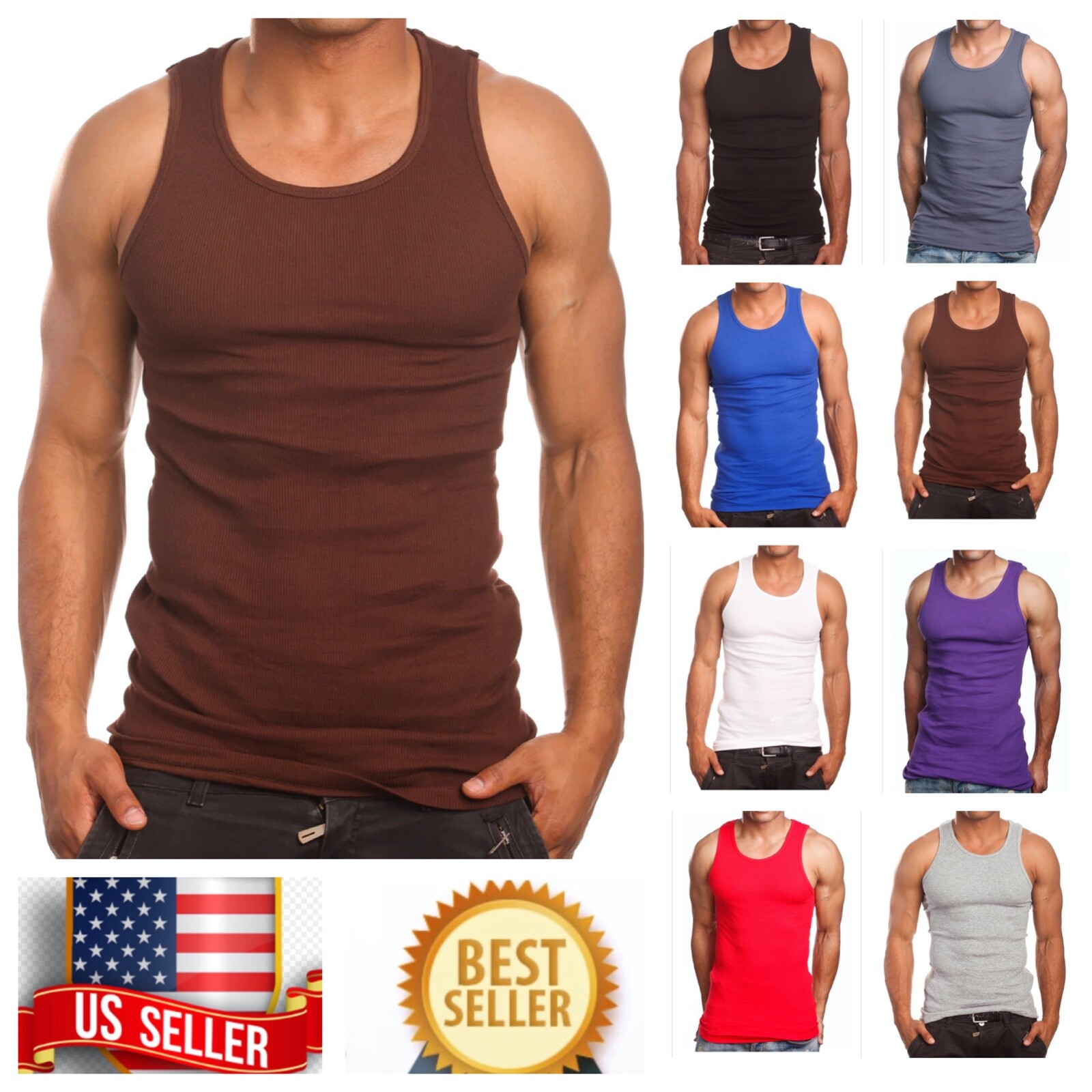 3Pack Lot 3X-5XL T-Shirt Wife Beater Tank Top Big Size Cotton A-Shirt Gym Muscle gallery