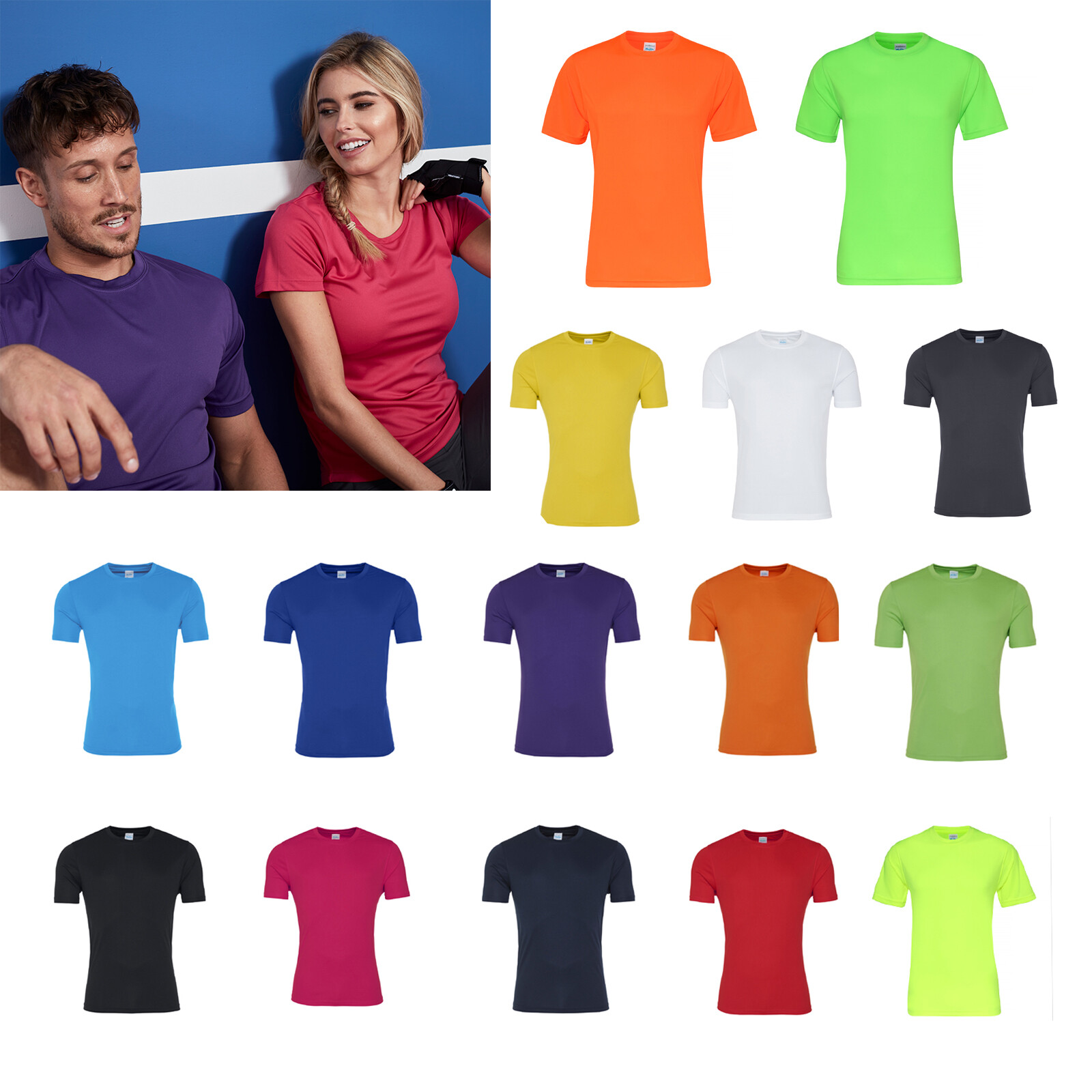 AWDis Just Cool Smooth T-Shirt – Men’s Polyester Gym/Summer/Sports/Running Tee