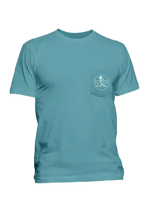 Salt Life Skull and Hook Men’s Short Sleeve Graphic T-Shirt Sea Green Small