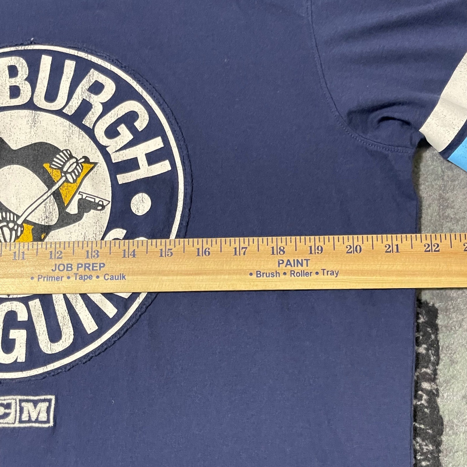 Pittsburgh Penguins CCM Shirt Men Large Navy Blue Long Sleeve NHL Hockey Distres gallery