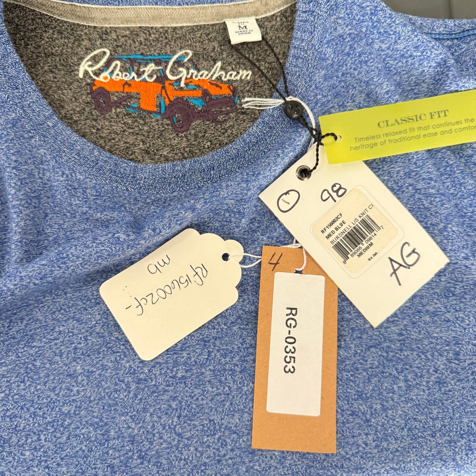 Robert Graham Long Sleeve Crew Neck T-Shirt BURSNELL Heather Light Blue M gallery