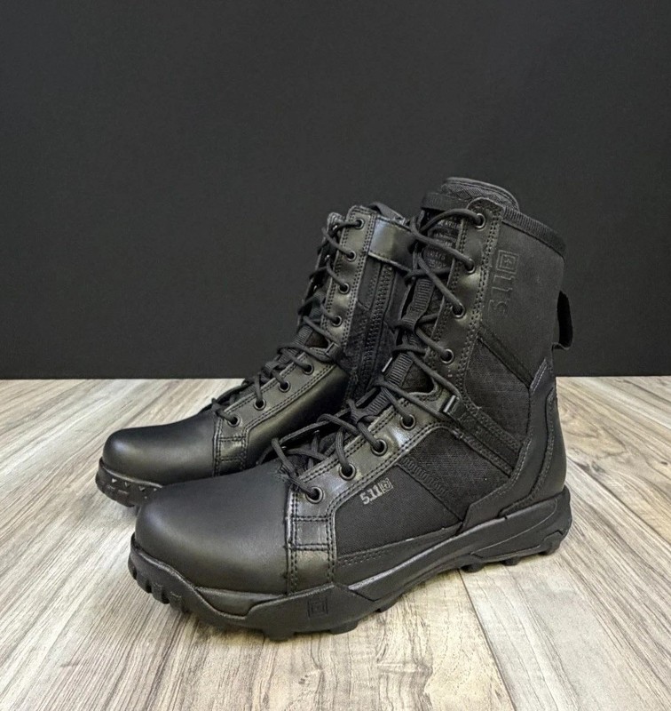5.11 Tactical A/T 8″ Side Zip Combate Boot Black 12431ABR Mens Size 10.5 R NEW