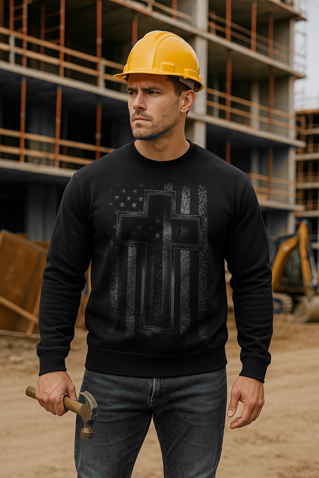 Christian Cross American Flag Sweatshirt | Faith & Patriotic Crewneck gallery