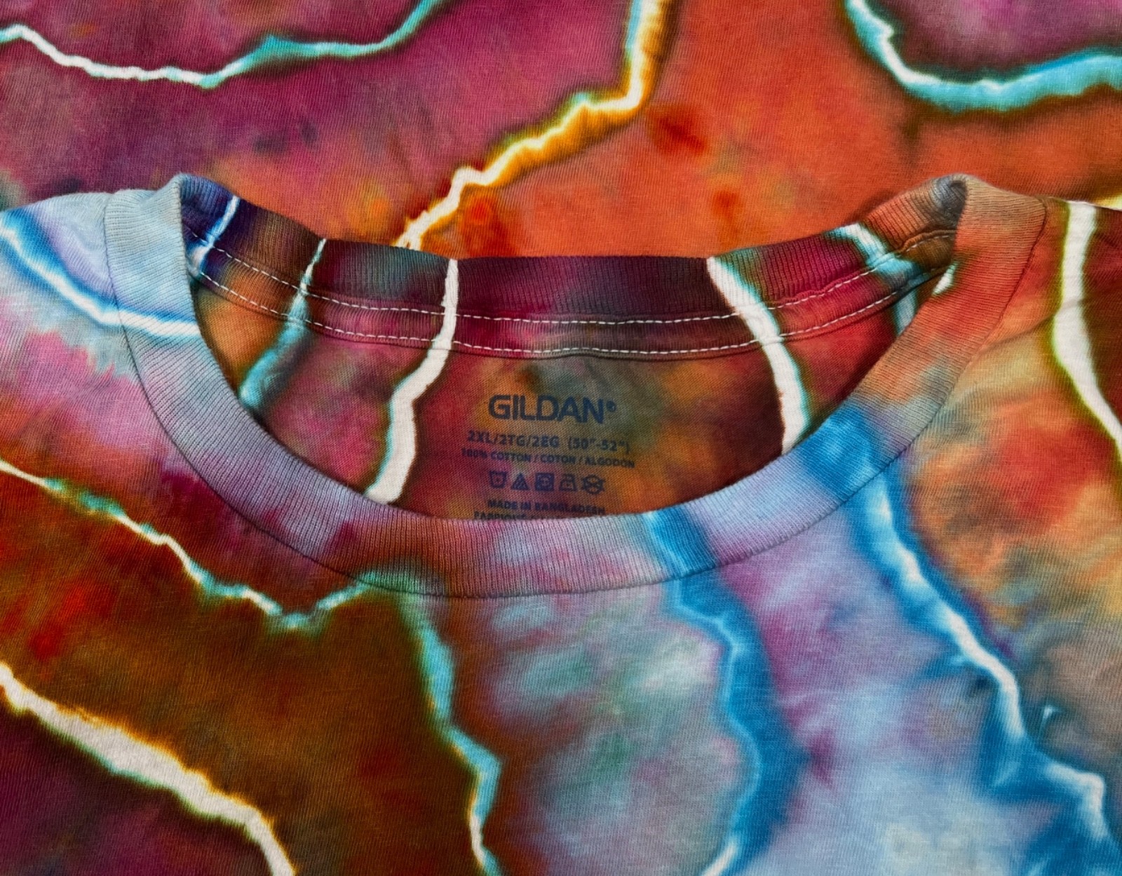 Handmade Ice Tie Dye T-Shirt 2XL Mens Womens Soft Cotton Blue Red Geode gallery